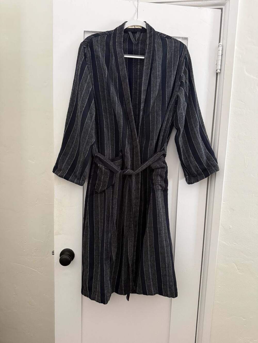 Oddbird Asya Handwoven Robe Size S/M Black Stripe
